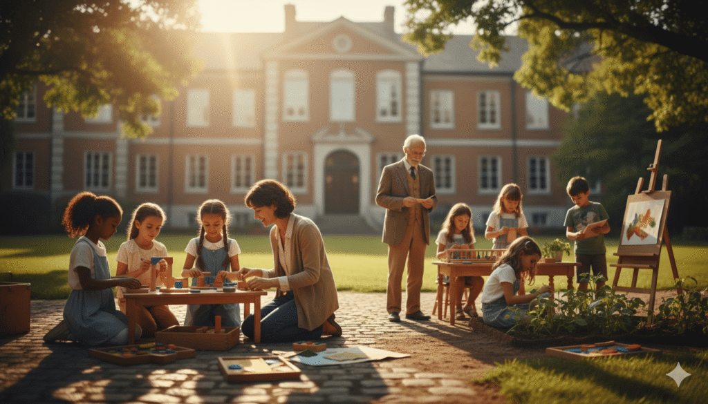 John Dewey, Pestalozzi y Montessori